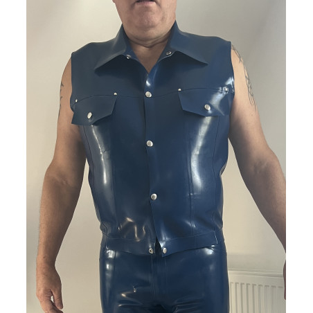 Sleeveless Jacket jean style - 0.8 Blue Extra Large